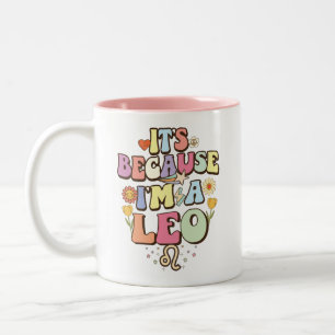 Weil ich ein Löwe bin, Groovy Retro-Sternzeichen G Zweifarbige Tasse