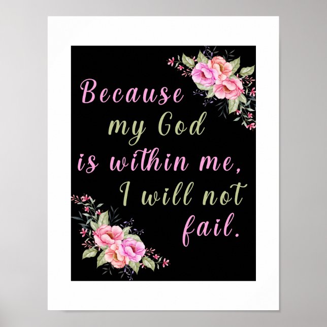 "Weil mein Gott in mir ist" Black Wall Poster (Vorne)