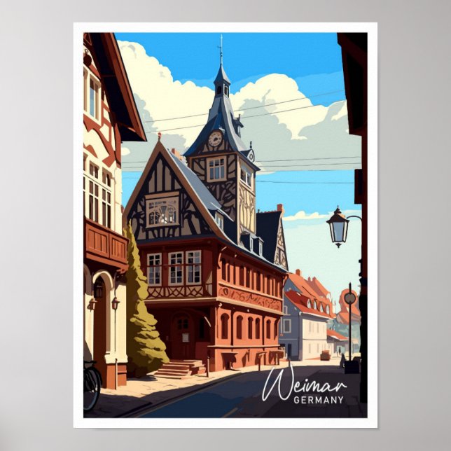 Weimar Deutschland Reisen Vintage Illustration Poster (Vorne)