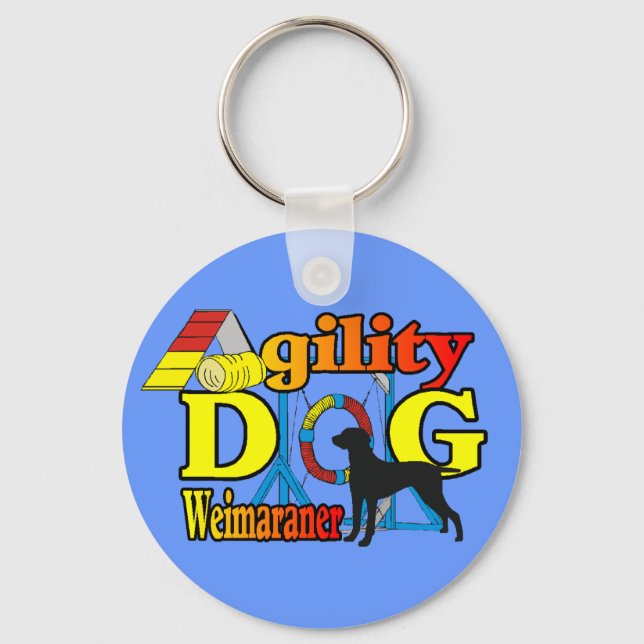 Weimaraner Agility Shirts Geschenke Schlüsselanhänger (Vorderseite)