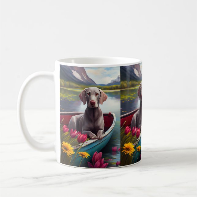 Weimaraner auf dem Paddle: Ein Landschaftliches Ab Kaffeetasse (Links)
