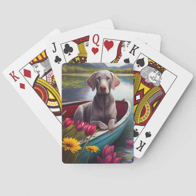 Weimaraner auf dem Paddle: Ein Landschaftliches Ab Spielkarten (Rückseite)