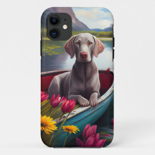 Weimaraner auf einem Paddel: Ein landschaftliches Case-Mate iPhone Hülle