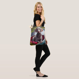 Weimaraner auf einem Paddel: Ein landschaftliches Tasche