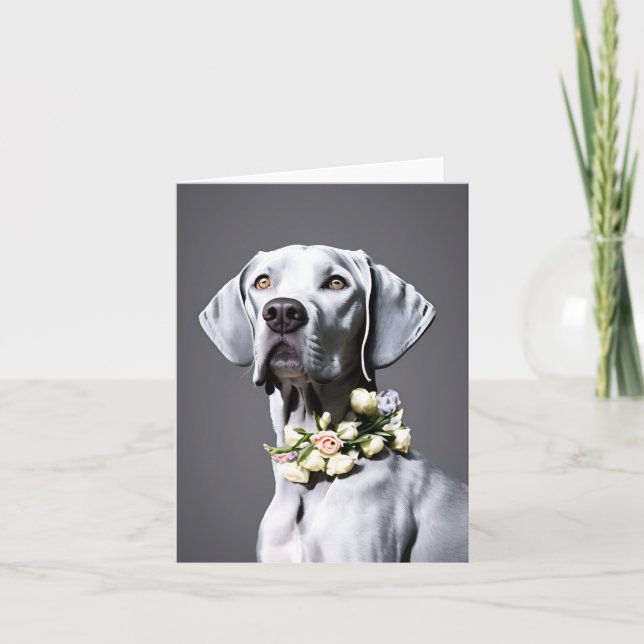 Weimaraner Avec Fleurs Carte pour notes vierge (Devant)