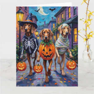 Weimaraner beim Trick-or-Treat in Halloween-Kostüm Karte
