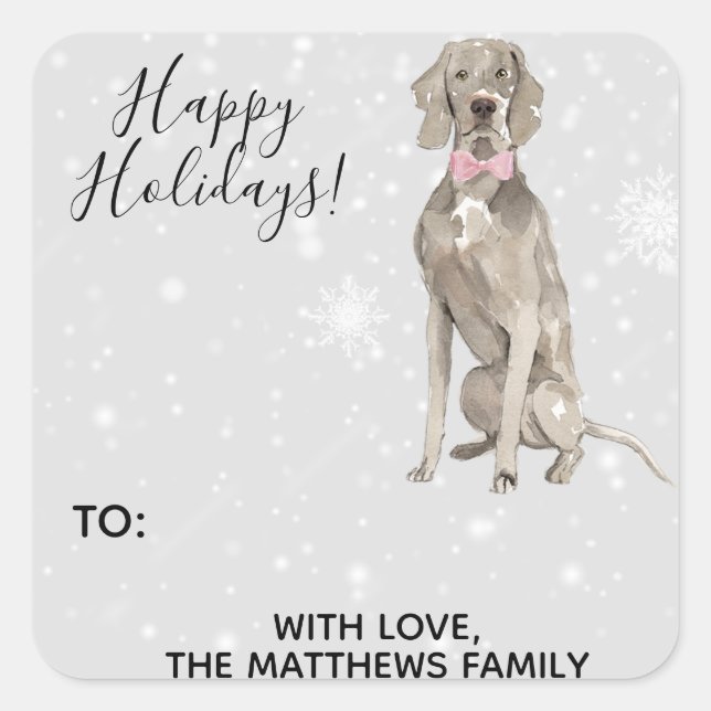 Weimaraner Chien de vacances étiquette cadeau Stic (Devant)