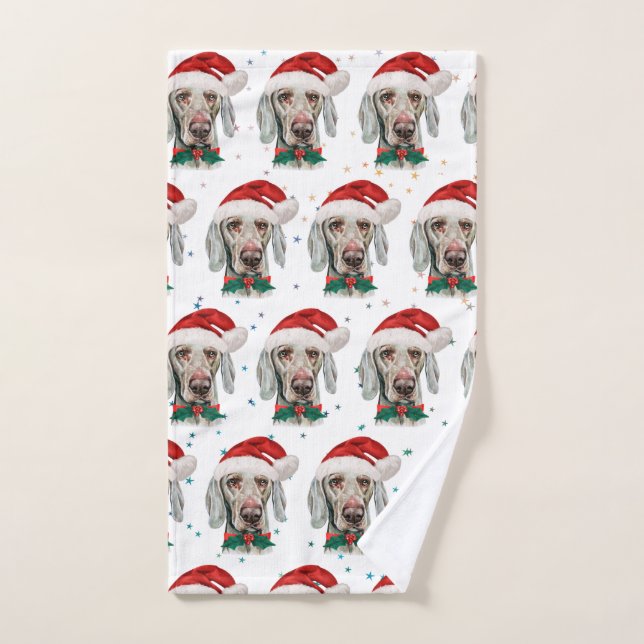 Weimaraner Chien race Étoiles de Noël (Serviette à main)