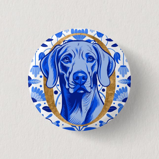 Weimaraner, der durch den Buchstaben "O" in Gold s Button (Vorderseite)