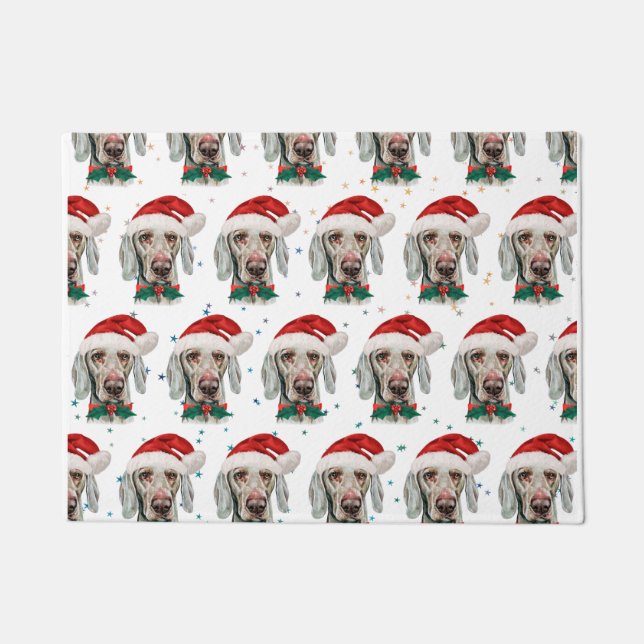 Weimaraner Dog Breed Weihnachtsstars Fußmatte (Vorderseite)