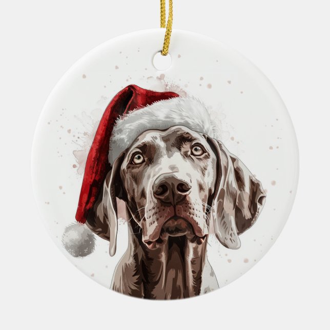 Weimaraner Dog Christmas Personalized Keramik Ornament (Vorne)