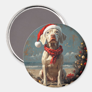 Weimaraner Dog Christmas Vintag Beach Magnet