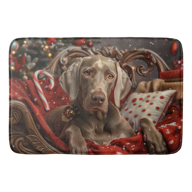 Weimaraner Dog Weihnachtsfest Badematte (Vorderseite)