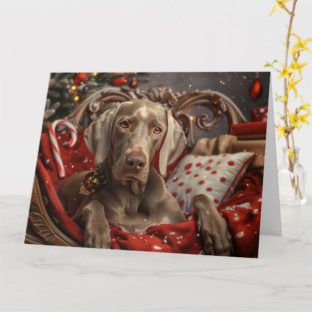 Weimaraner Dog Weihnachtsfest Karte (Gelbe Blume)