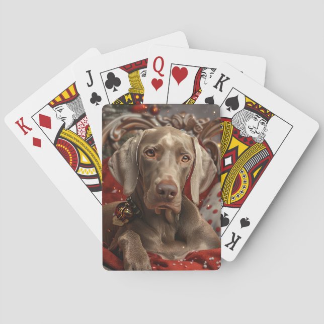 Weimaraner Dog Weihnachtsfest Spielkarten (Rückseite)
