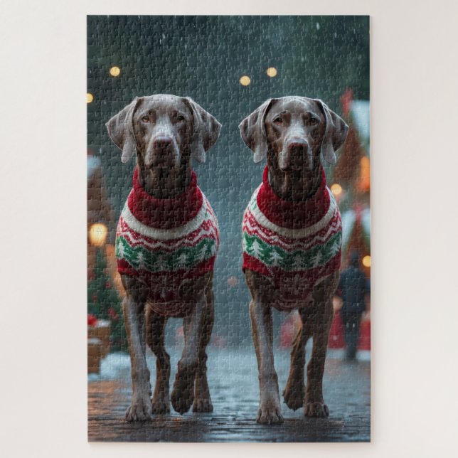 Weimaraner Dogs Christmas Snow Holiday (Vertikal)