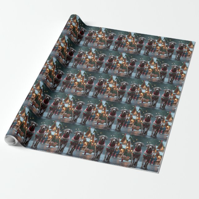 Weimaraner Dogs Christmas Snow Holiday Geschenkpapier (Ungerollt)