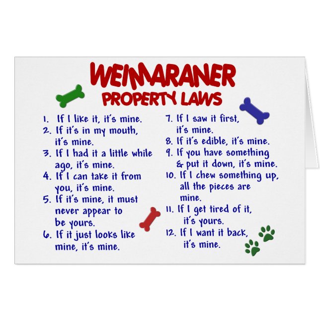 WEIMARANER Eigentums-Gesetze 2 (Vorderseite (Horizontal))