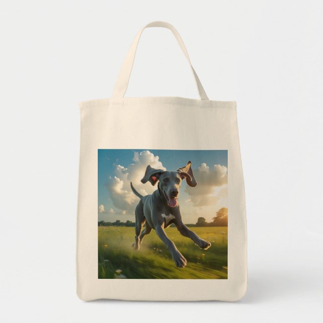Weimaraner Elegantes Lebensmittelgeschäft Tote Bag Tragetasche (Vorne)