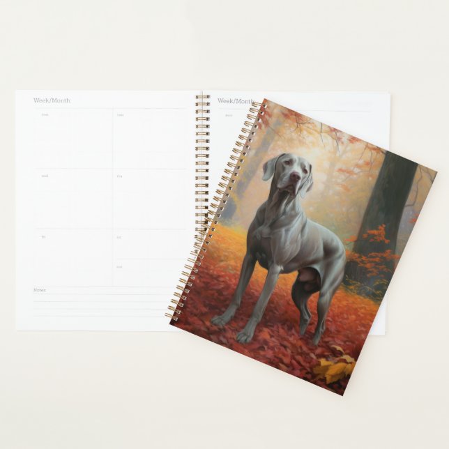 Weimaraner en automne Leaves automne Inspire (Devant avec enveloppe)