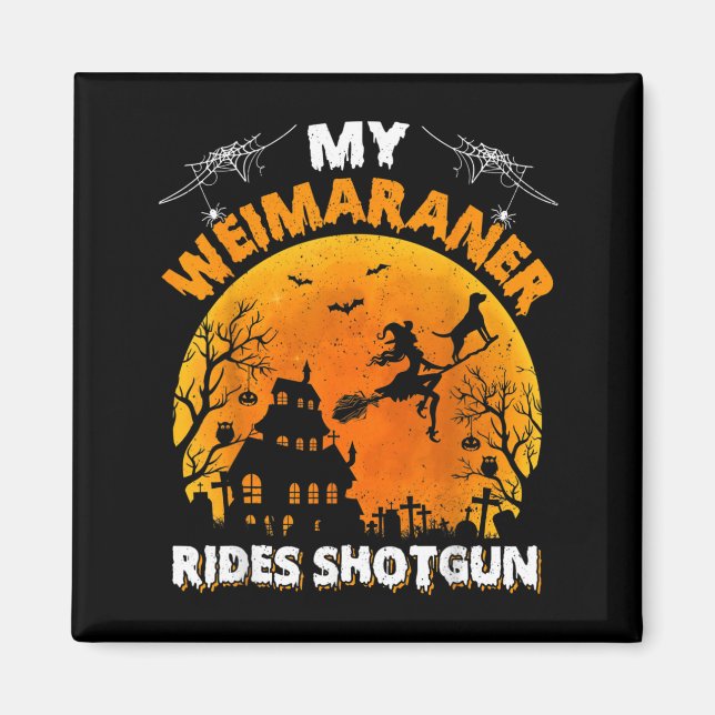 Weimaraner fährt geschossen Lustiger Weimaraner Hu Magnet (Vorne)