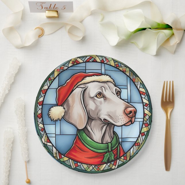 Weimaraner Festgläschen Weihnachten Pappteller (Hochzeit)