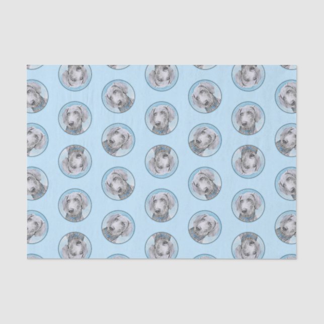 Weimaraner Gemälde Grau Silver Original Hunde Kuns Seidenpapier (Vorderseite)
