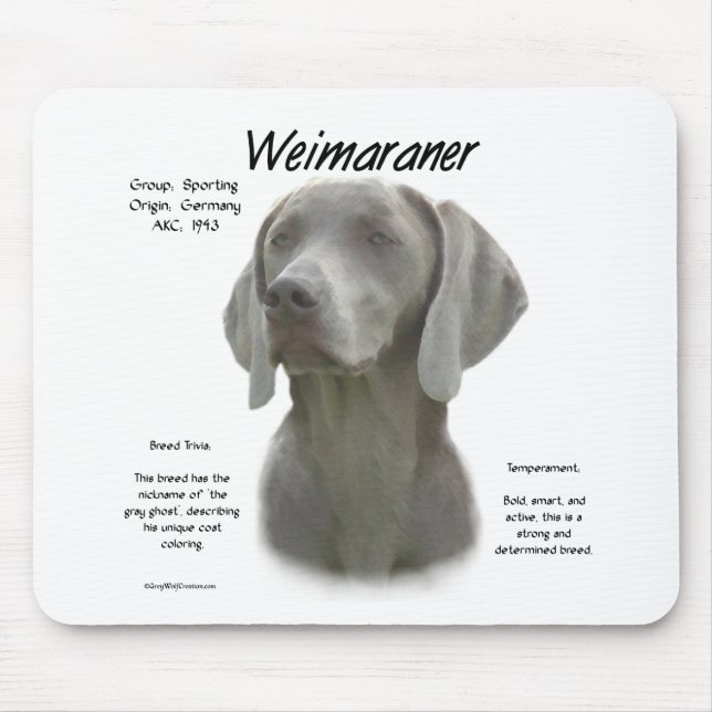 Weimaraner Geschichtsdesign Mousepad (Vorne)