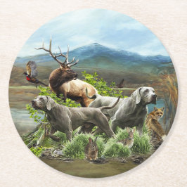 Weimaraner, "Gray Ghost" Runder Pappuntersetzer