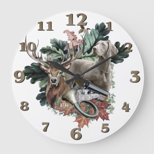 Weimaraner Große Wanduhr (Vorderseite)