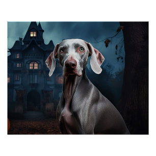 Weimaraner Halloween Beängstigend Poster