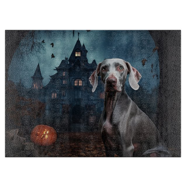 Weimaraner Halloween Beängstigend Schneidebrett (Vorderseite)