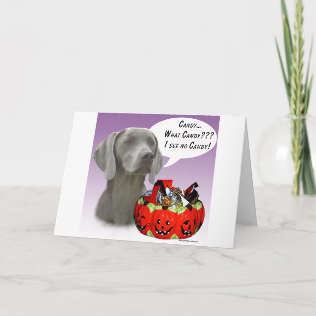 Weimaraner Halloween Candy Karte (Vorderseite)