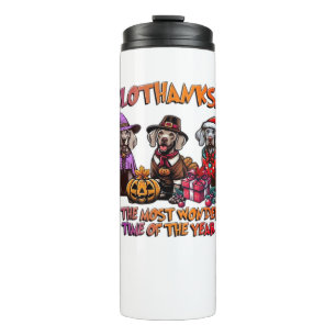 Weimaraner Halloween Erntedank Weihnachten Oversi Thermosbecher
