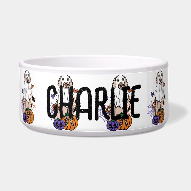 Weimaraner Halloween Ghost Dog Napf (Vorderseite)