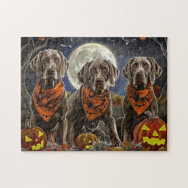 Weimaraner Halloween Gruselig  (Horizontal)