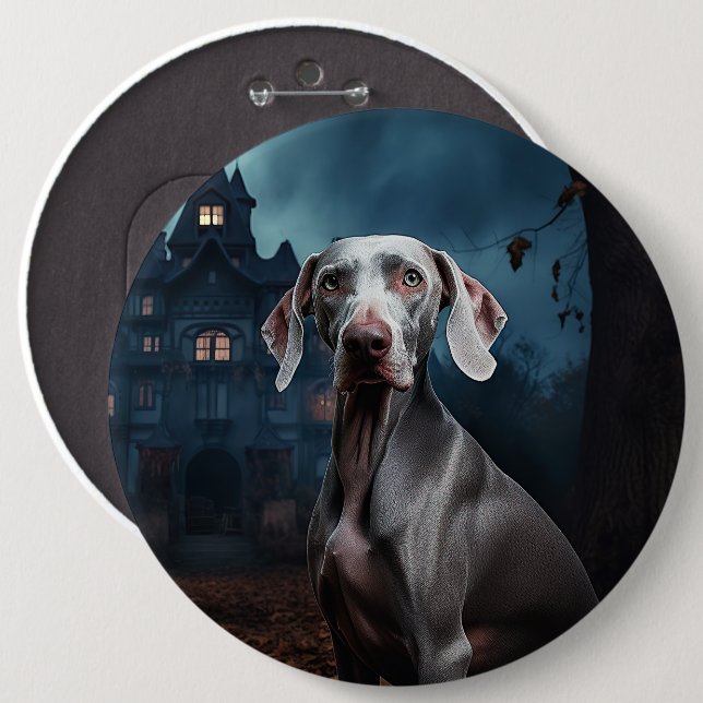 Weimaraner Halloween Gruselig Button (Vorne & Hinten)