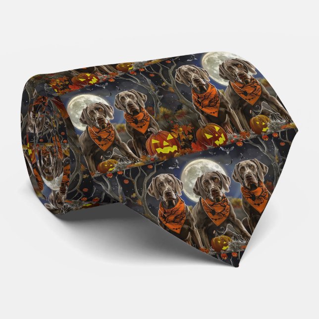 Weimaraner Halloween Gruselig  Krawatte (Gerollt)