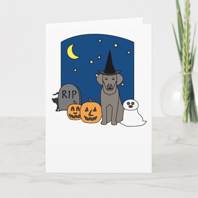 Weimaraner Halloween Karte (Vorderseite)