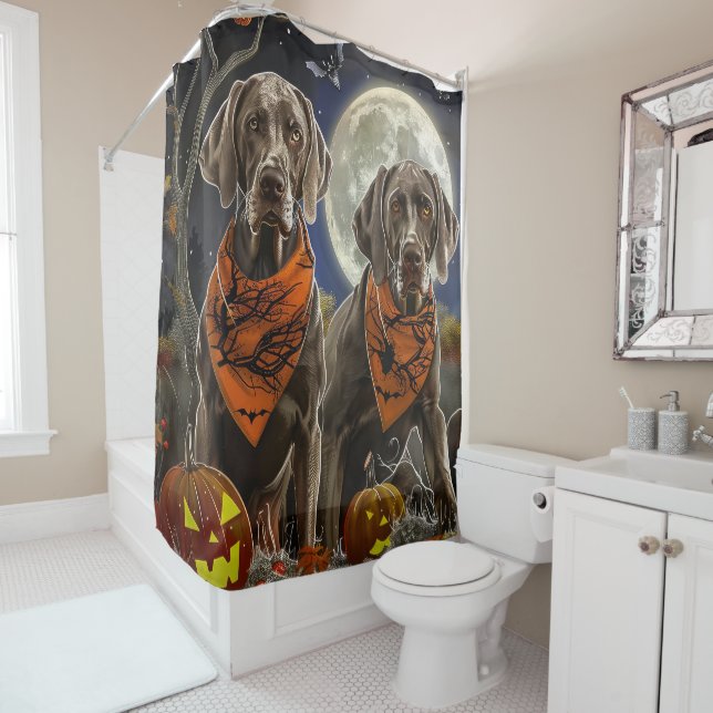 Weimaraner Halloween Spooky Duschvorhang (Beispiel)