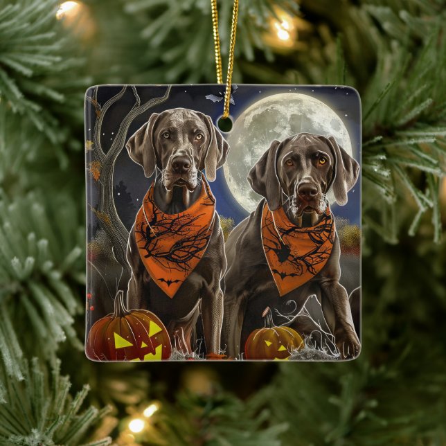 Weimaraner Halloween Spooky Keramikornament (Baum)