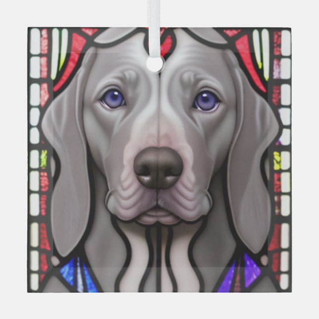 Weimaraner "Hartglas" Ornament Aus Glas (Vorderseite)