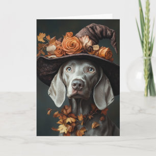 Weimaraner Hexenmeister Halloween Feiertagskarte