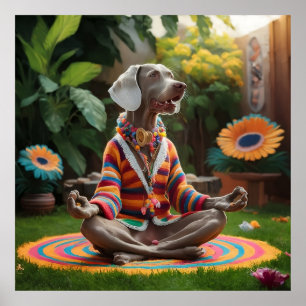 Weimaraner Hippie Meditation Session Zen Garden Poster