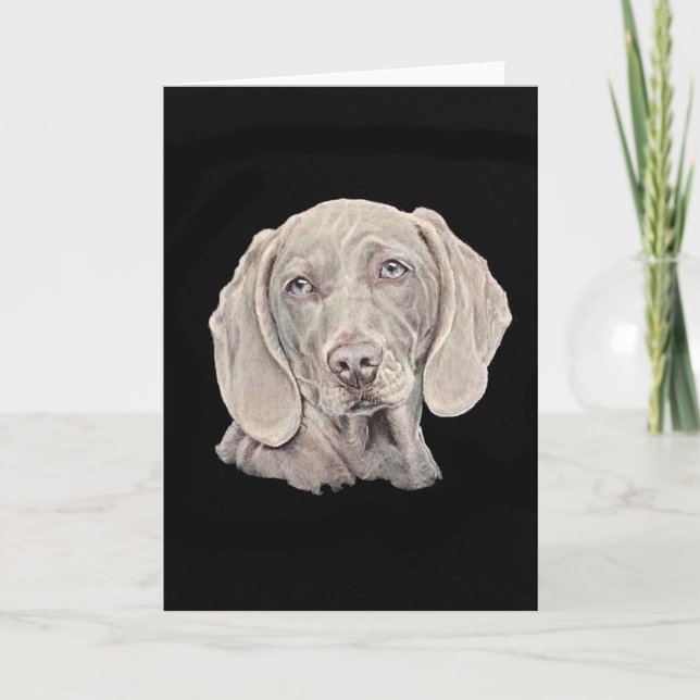 Weimaraner Hund auf schwarz. Karte (Vorderseite)