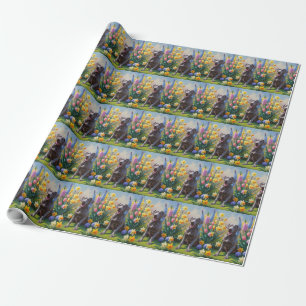 Weimaraner-Hund Frühlingsblumen Malerei  Geschenkpapier