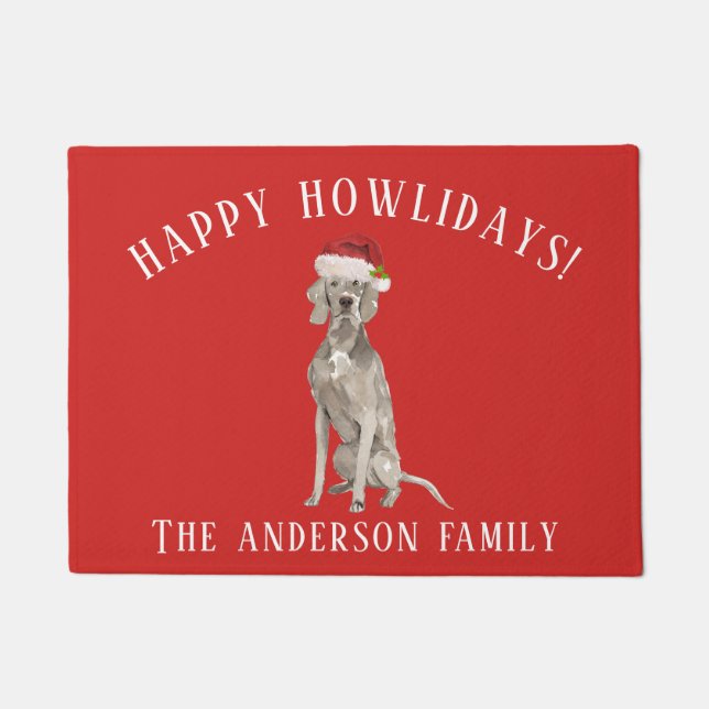 Weimaraner Hund Happy Howlidays Weihnachten Fußmatte (Vorderseite)