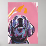 Weimaraner Hund helle Pop Kunstposter drucken Poster<br><div class="desc">Hier ist eine wunderbare,  helle,  lustige,  Hommage an Ihre beste Freundin und Lieblingsrasse - die Weim! aus einem originellen Gemälde von Lea!</div>