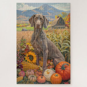 Weimaraner Hund Herbsternte Erntedankfest 
