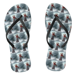 Weimaraner Hund im Schnee Weihnachten Flip Flops